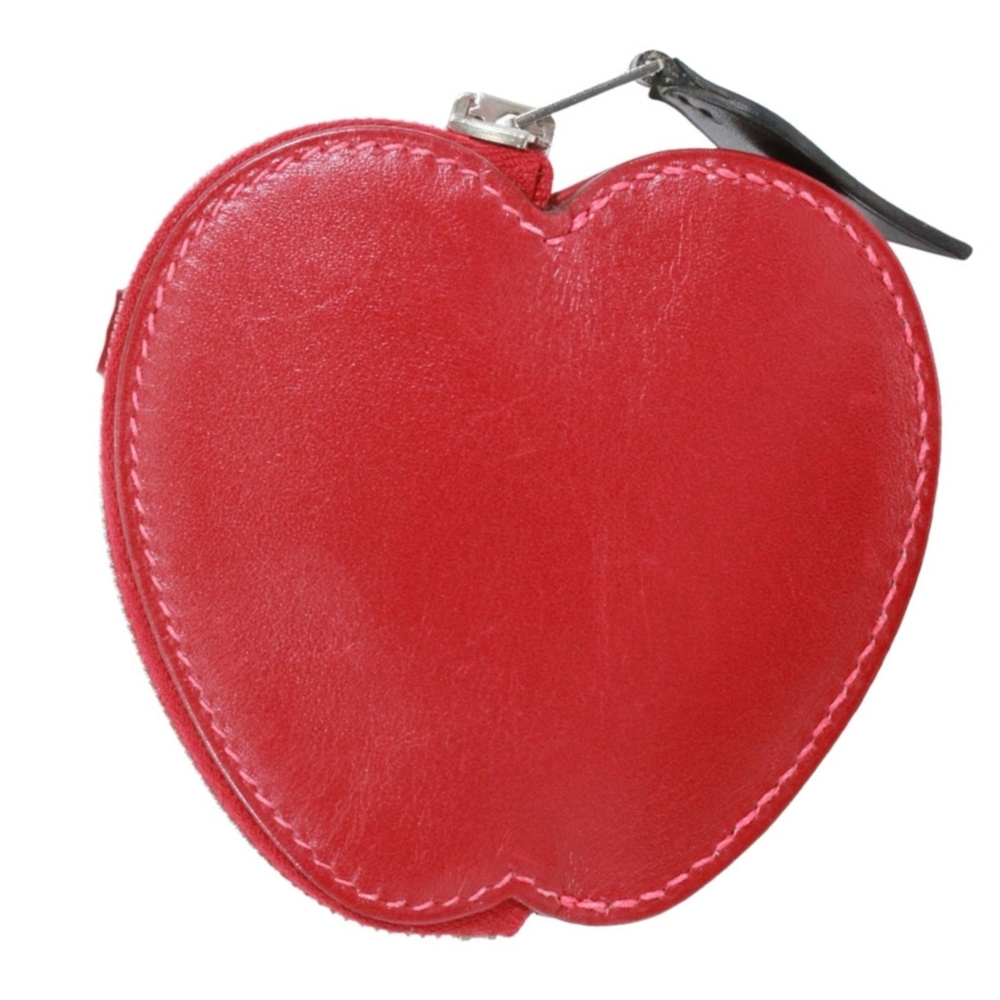 HERMES Tutti Frutti Wallet/Coin Case, Box Calf Leather, Red, Women's